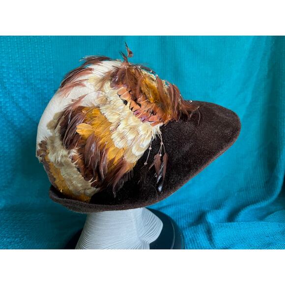 Originals by Mr josephs hat felted wool wide brim feathered - Picture 3 of 11